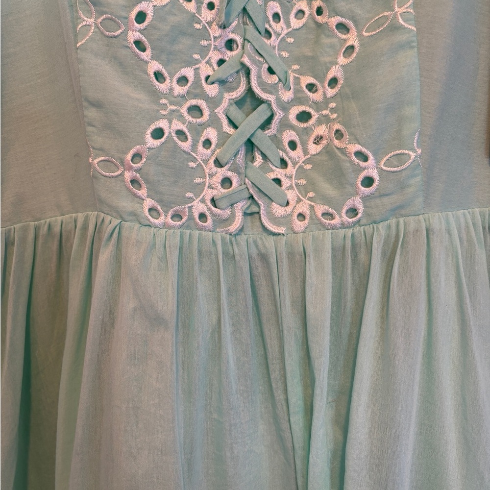 NWT Vintage Guess Green Eyelet Lace-Up Dress Sz Small Fairy Princess $108 Retai - Picture 6 of 13
